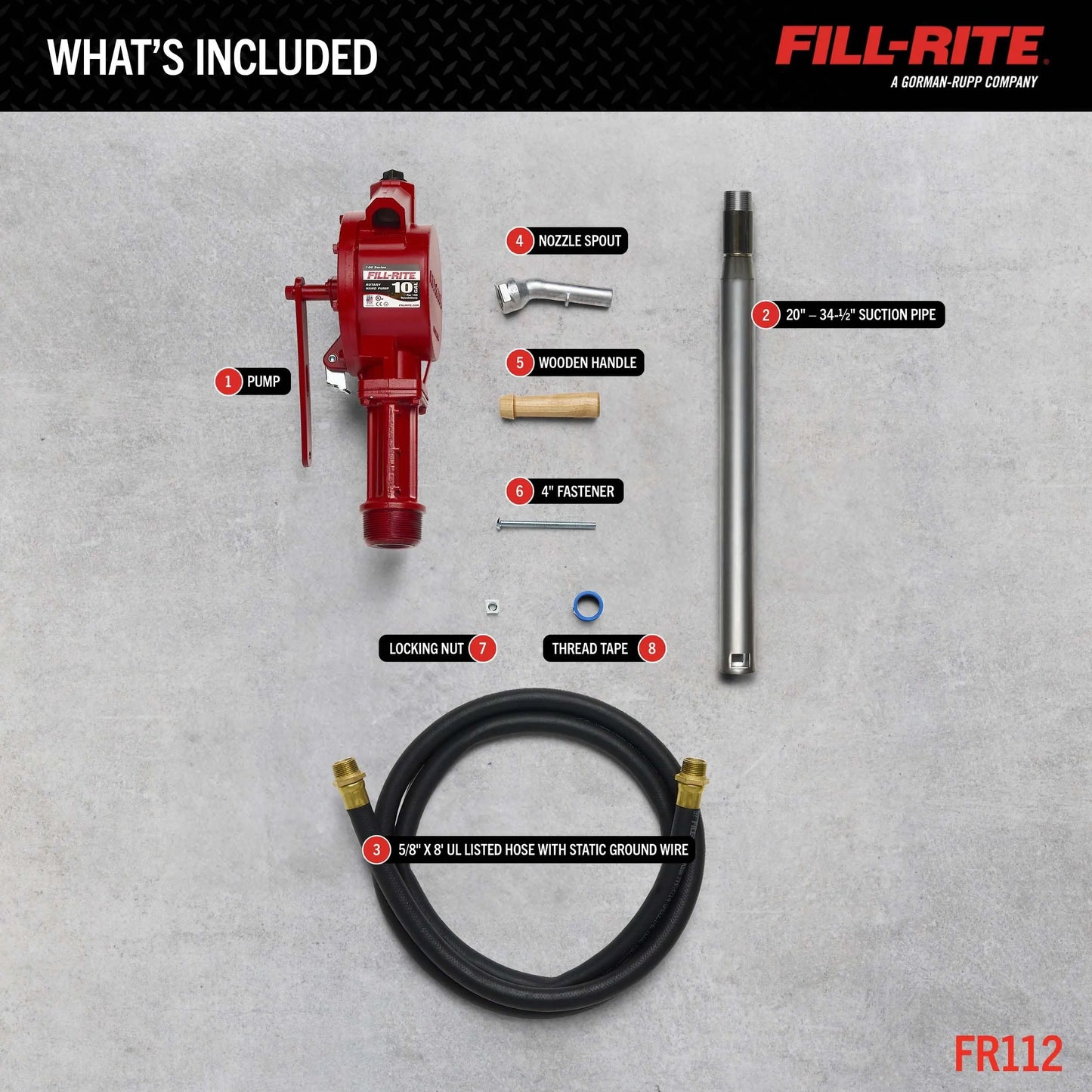 Fill-Rite Fuel Transfer Rotary Hand Pump, FR112 (NEW)