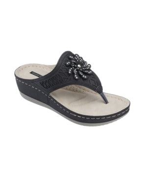 GC SHOES Allie Black Wedge Sandals - Black - 9.5