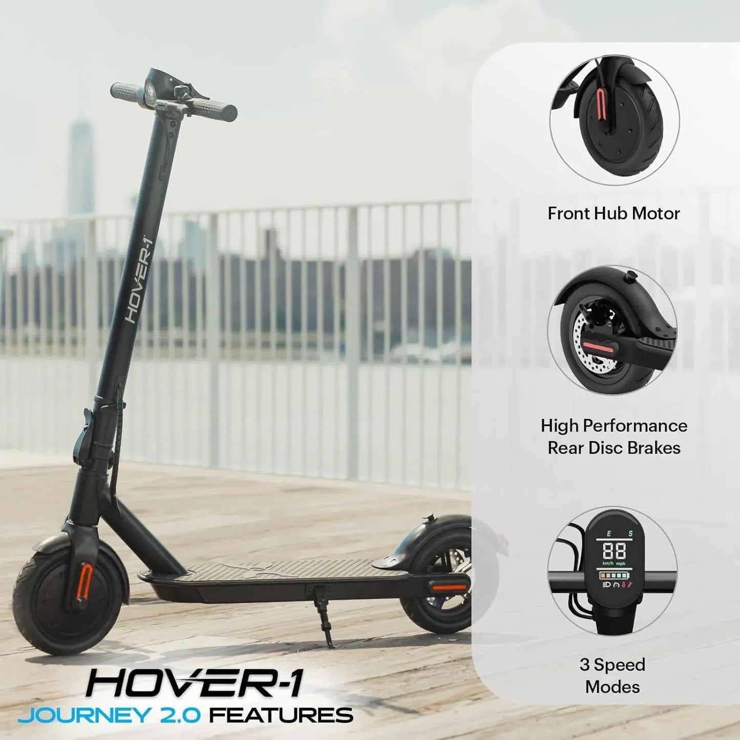 Hover-1 Journey 2.0 Electric Folding Scooter, 350W Motor (NEW)