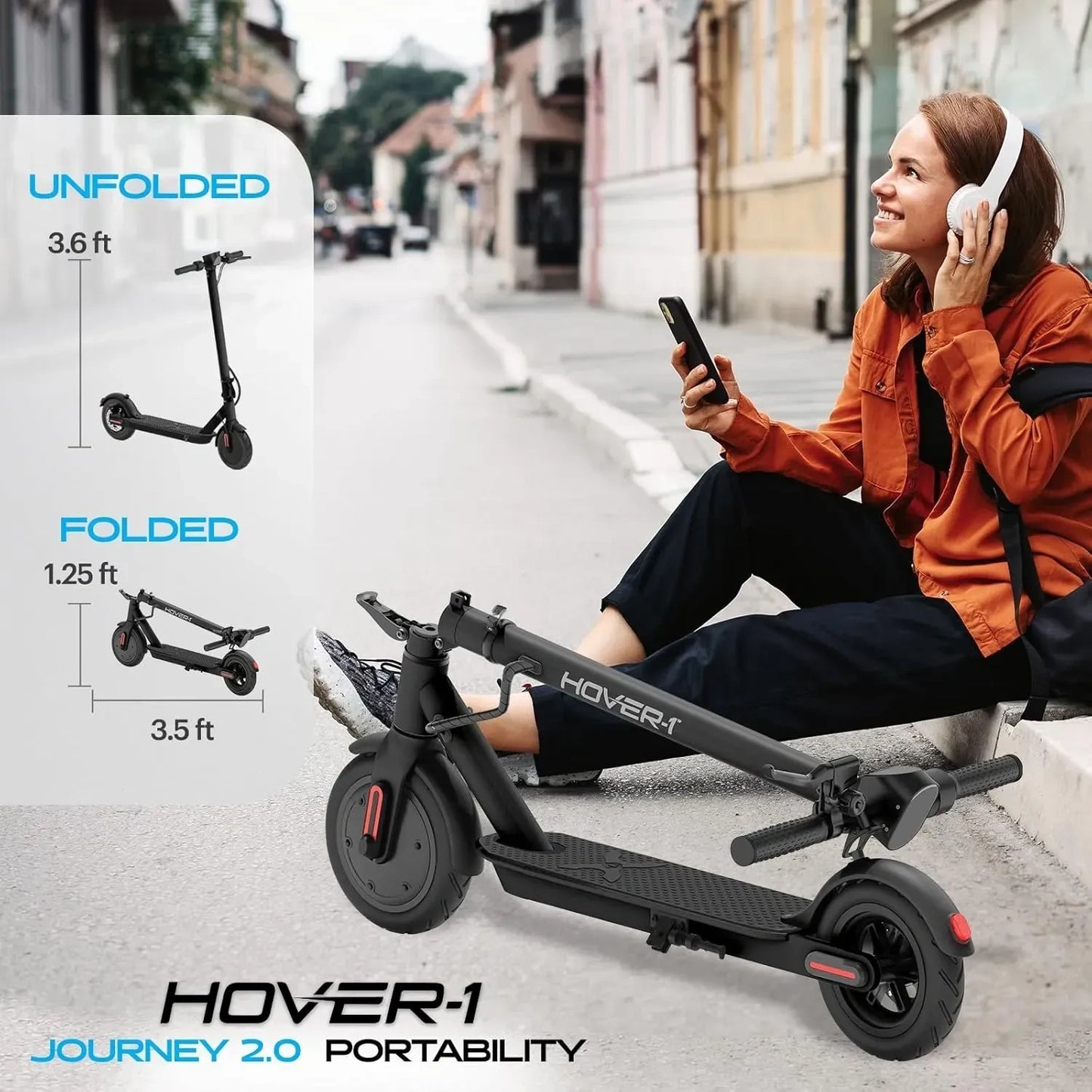 Hover-1 Journey 2.0 Electric Folding Scooter, 350W Motor (NEW)