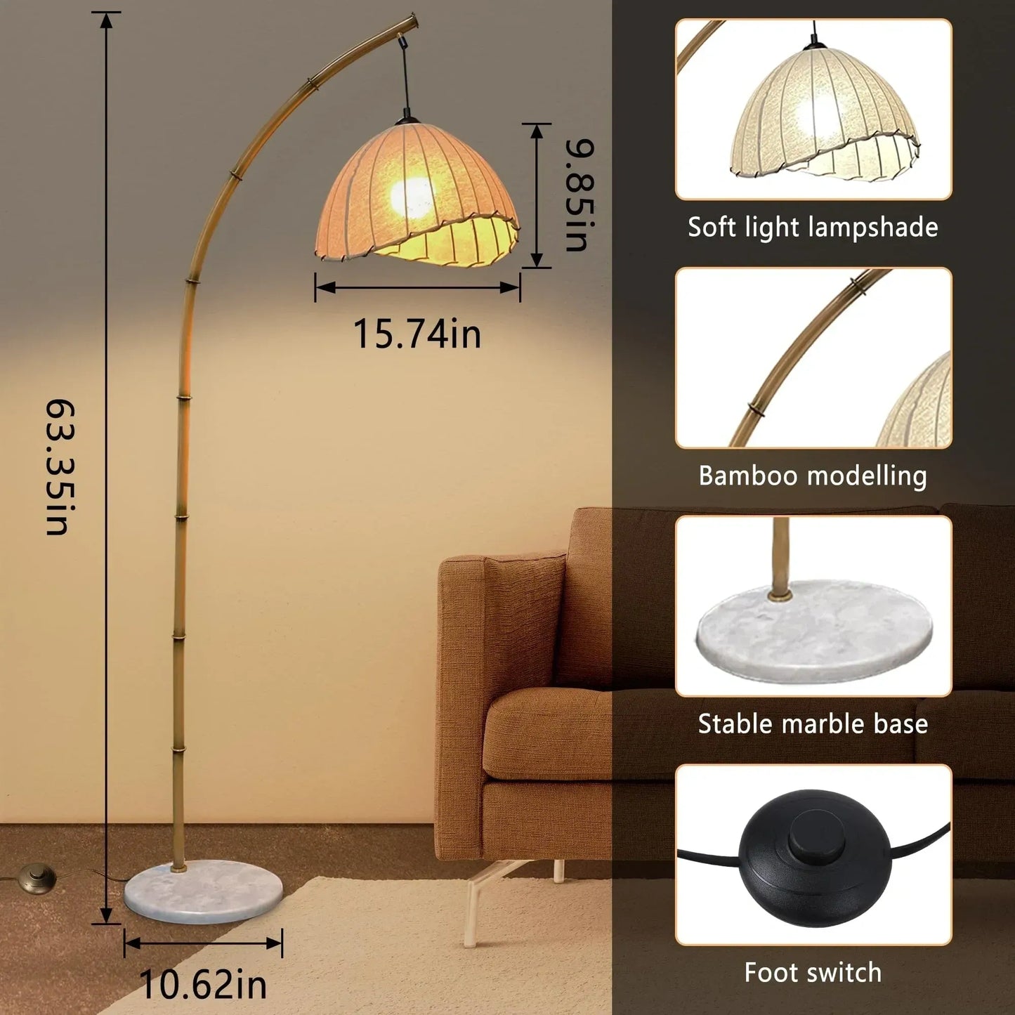 Vintage Bamboo Floor Lamp (NEW)