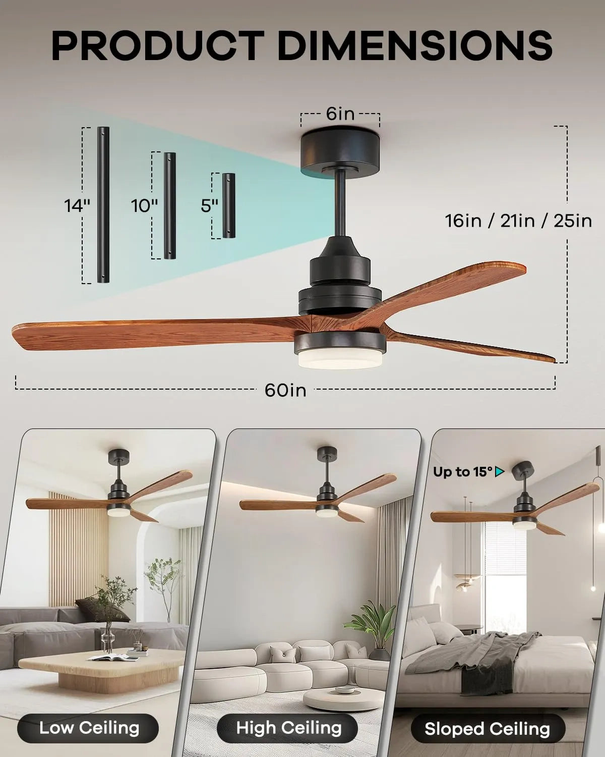 HEIBUETY Ceiling Fans with Lights and Remote (NEW)