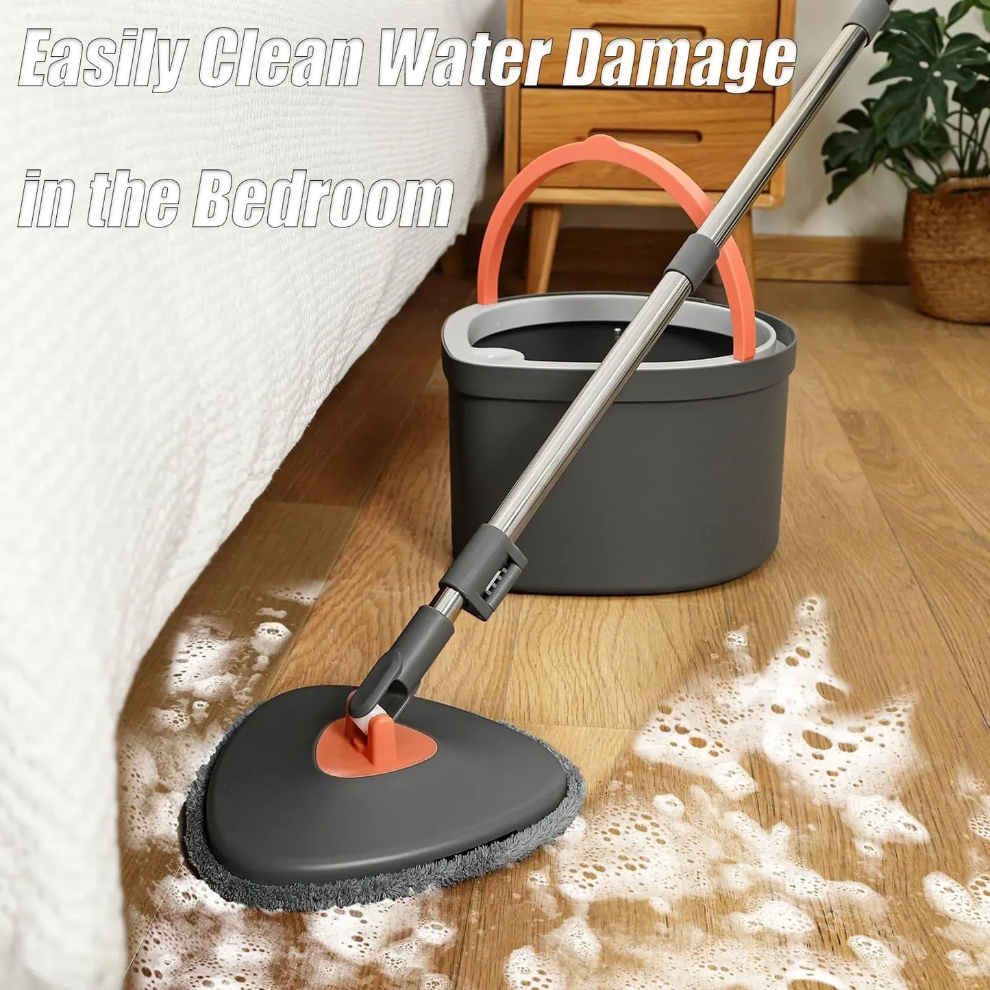 HOLJUS Spin Mop and Double Bucket Set with Dual-Chamber Water System (NEW)