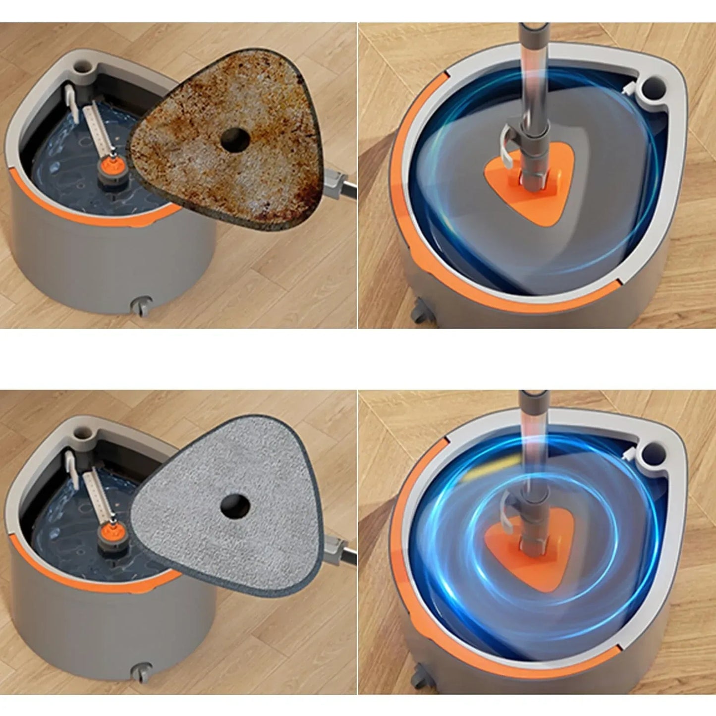 HOLJUS Spin Mop and Double Bucket Set with Dual-Chamber Water System (NEW)