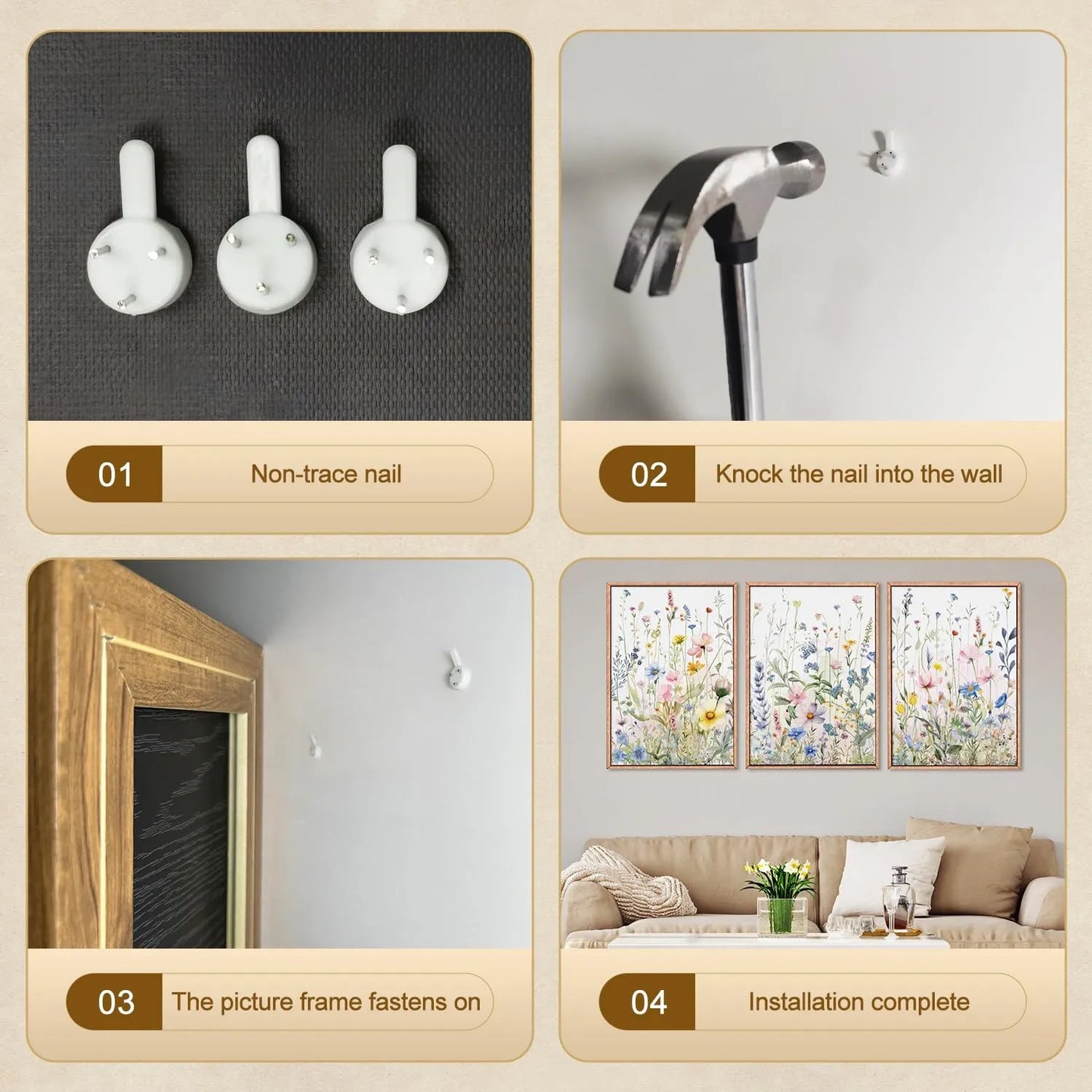 HPNIUB Colorful Flower Framed Canvas Wall Art Set (NEW)