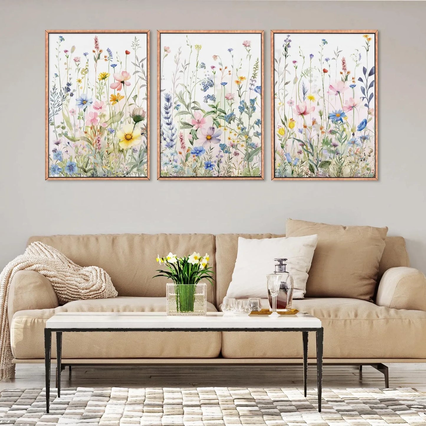 HPNIUB Colorful Flower Framed Canvas Wall Art Set (NEW)