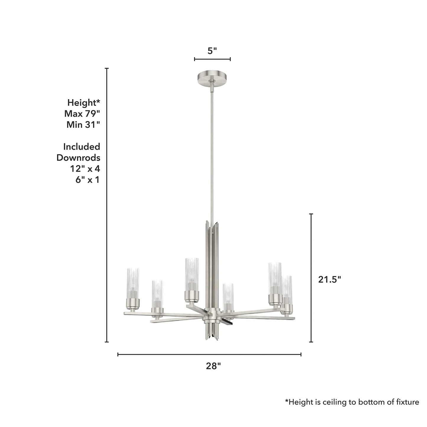 Hunter Gatz 6-light Large Chandelier (NEW)