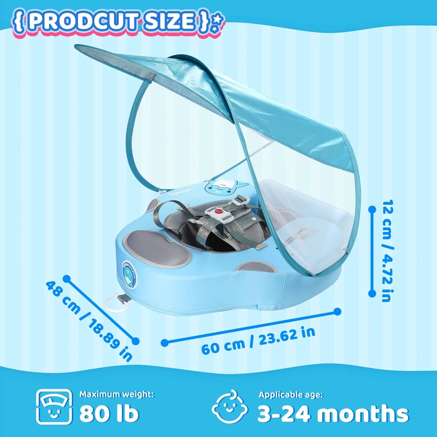 Baby Swim Float with UV Protection Sunshade (NEW)