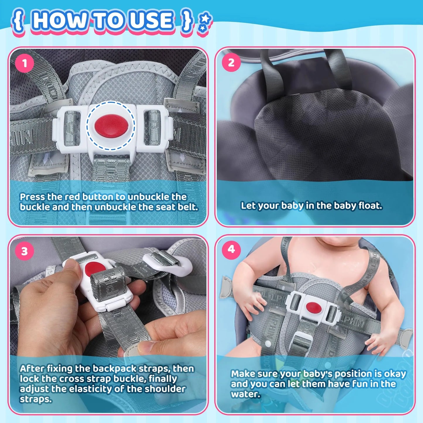 Baby Swim Float with UV Protection Sunshade (NEW)