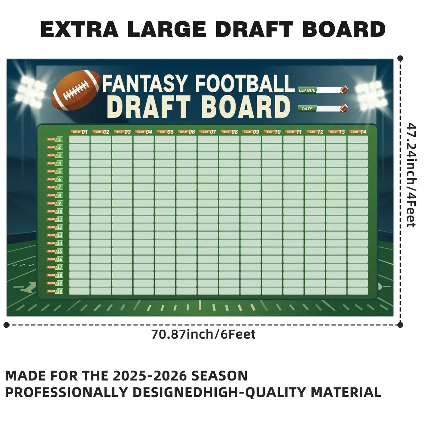 XL Fantasy Football Draft Board (NEW)