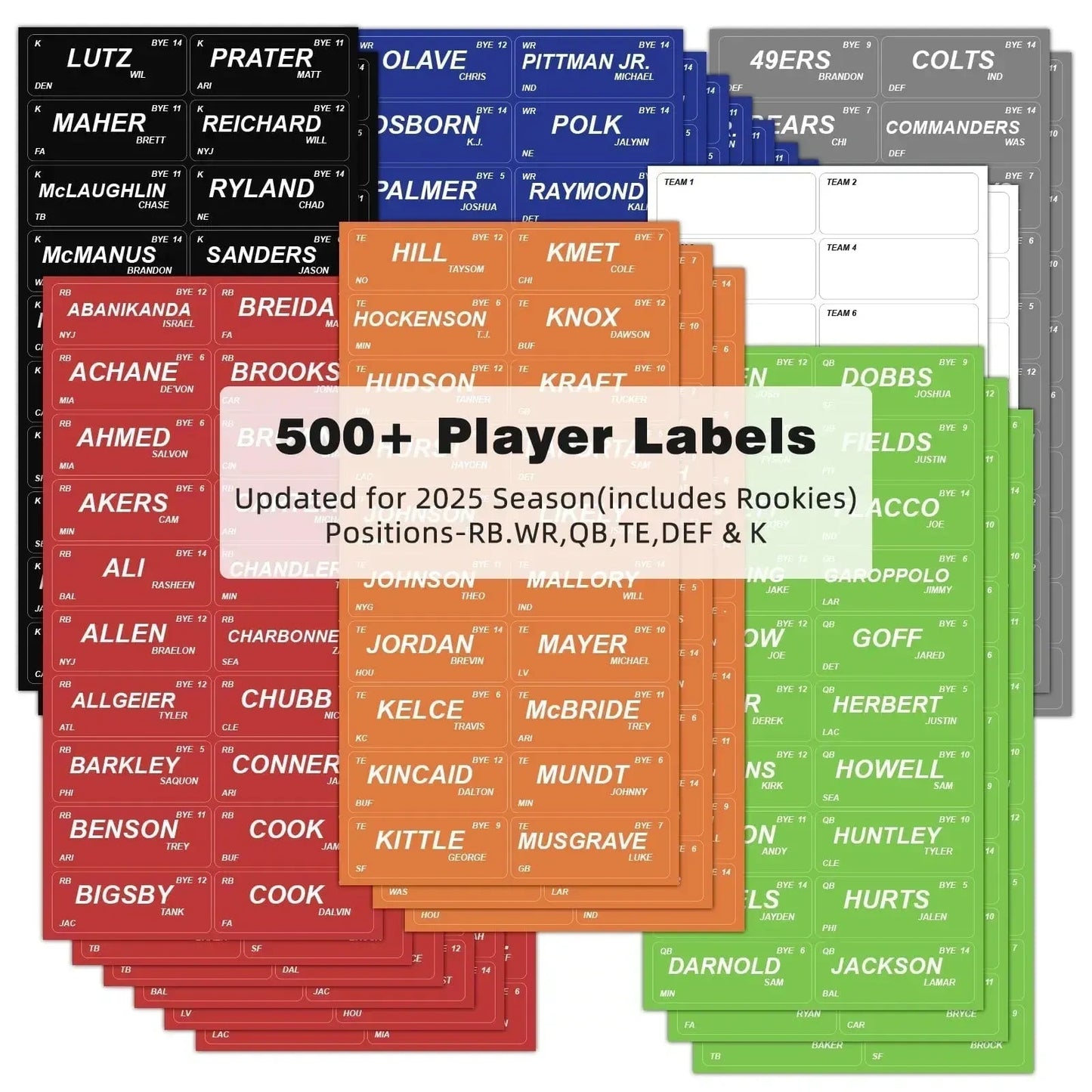 XL Fantasy Football Draft Board (NEW)