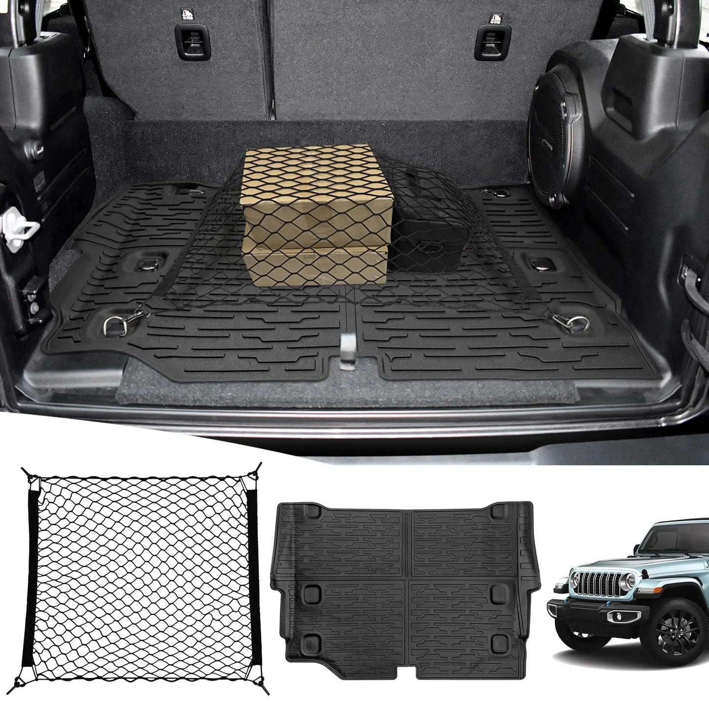 Cargo Mat & Trunk Net for 2021-2024 Jeep Wrangler (NEW)