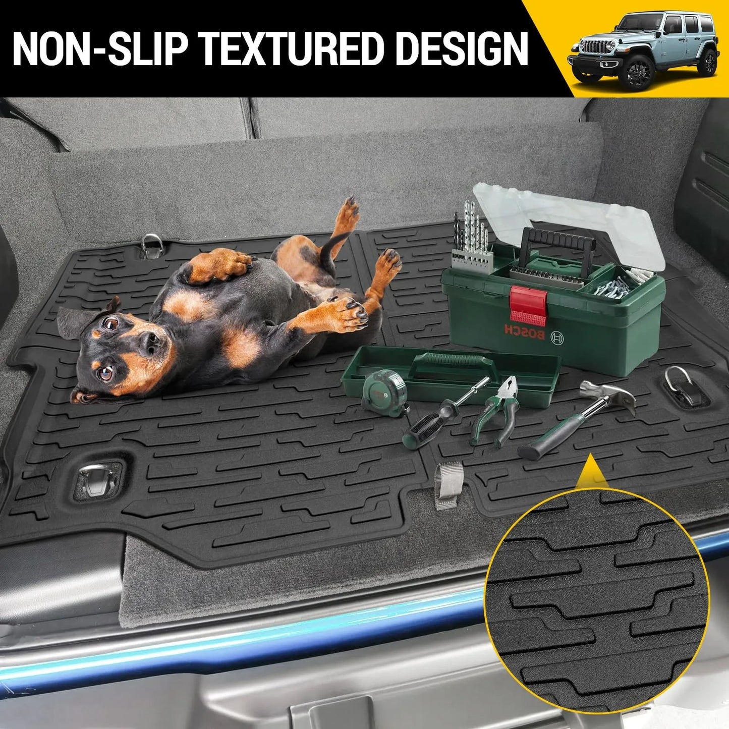 Cargo Mat & Trunk Net for 2021-2024 Jeep Wrangler (NEW)