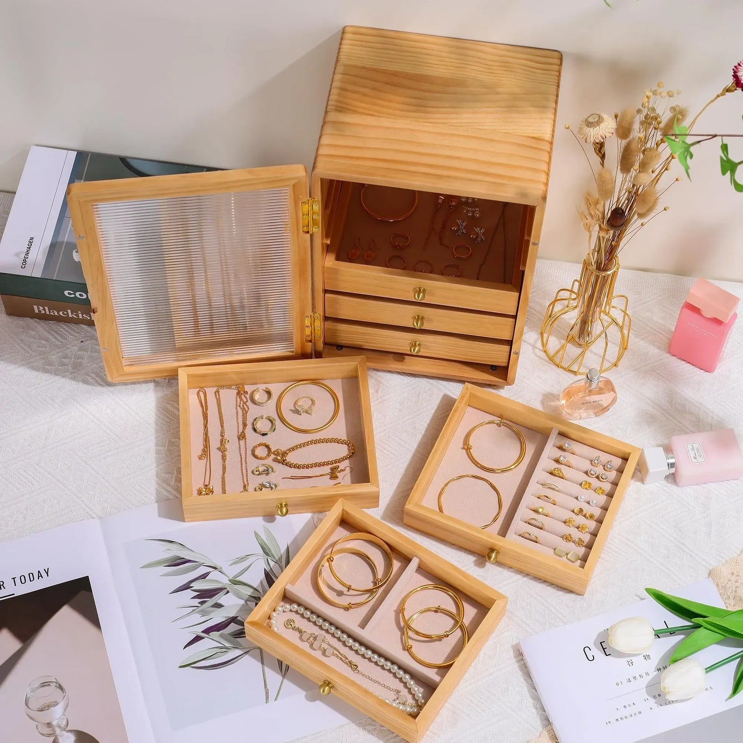 Jewelry Box for Women Wood Jewelry Organizer Box (NEW)