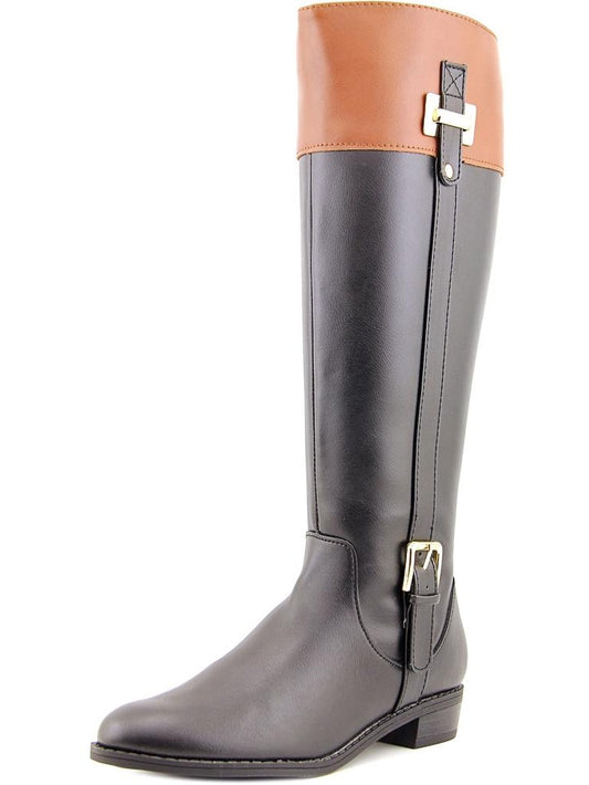 Karen Scott Womens Deliee Faux Leather Colorblock Riding Boots