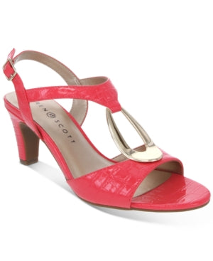 Karen Scott Womens Coral Snake Embossed Hardware Detai Adjustable Strap Cushioned Danee Almond Toe Block Heel Buckle Dress Sandals 5.5 M - All