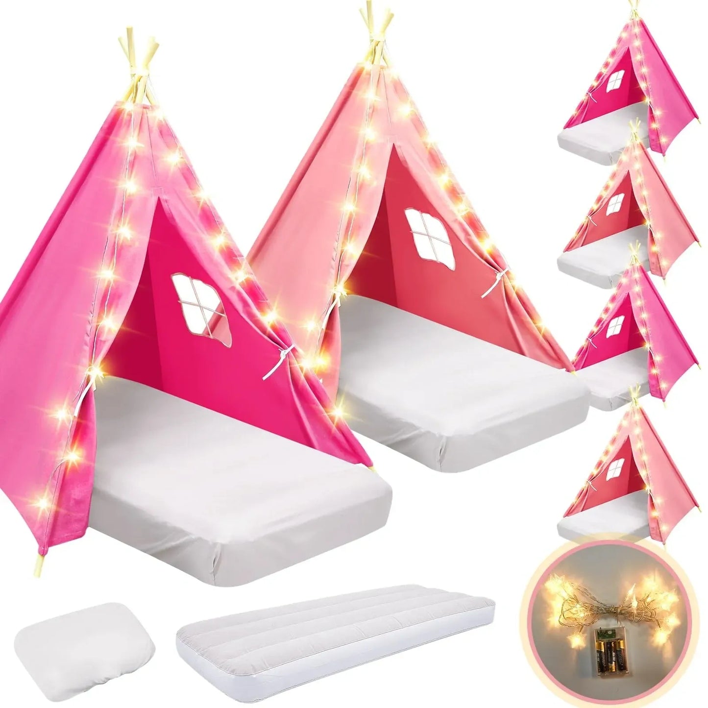 Lemosae 6 Pack Sleepovers Teepee Tent for Kids (NEW)