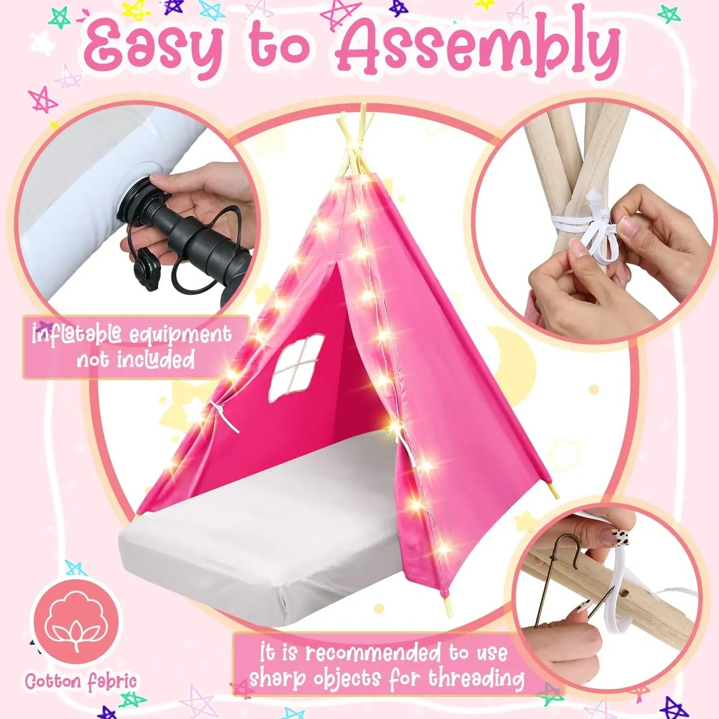 Lemosae 6 Pack Sleepovers Teepee Tent for Kids (NEW)