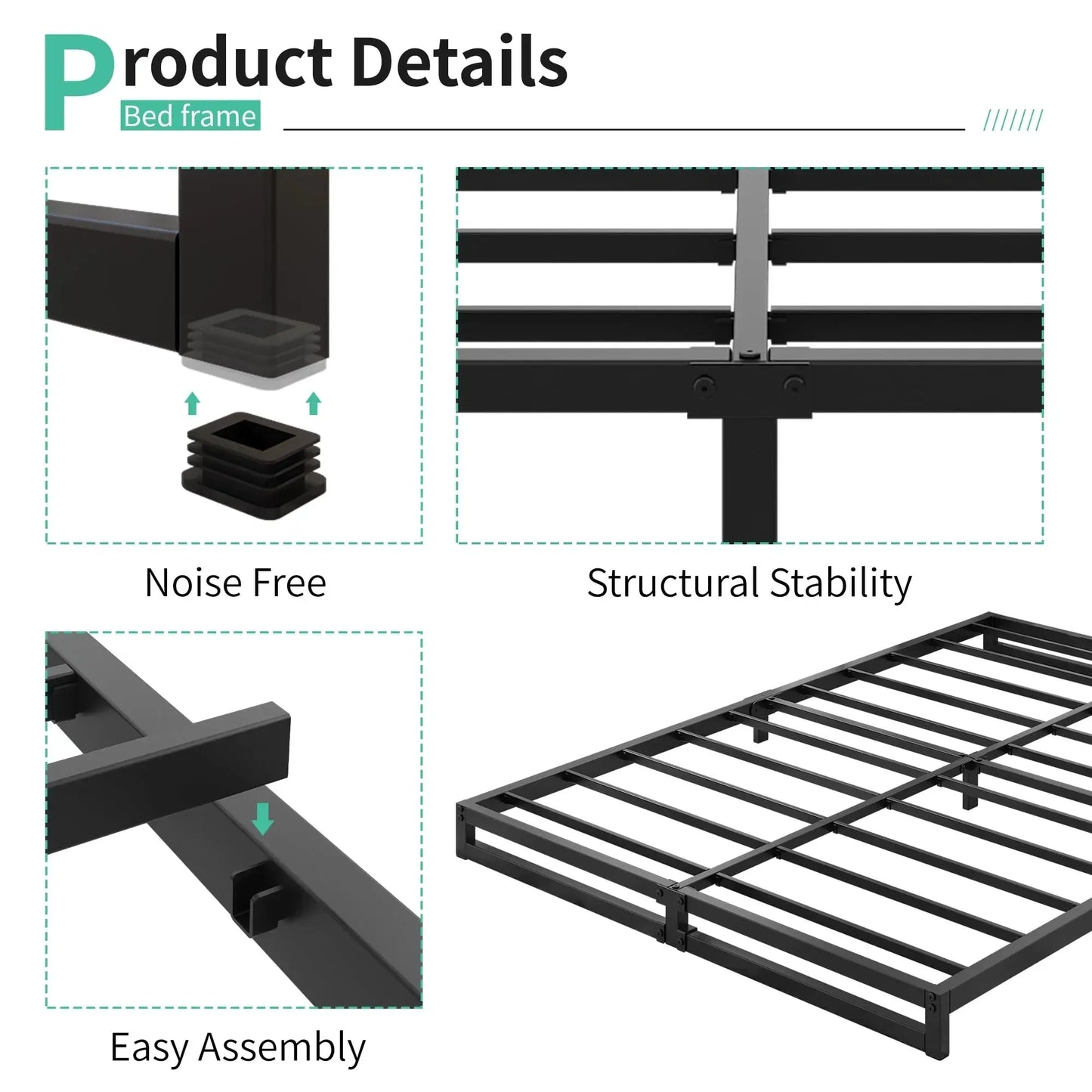 6 Inch Bed Frame Queen Size Heavy Duty Steel Slat (NEW)