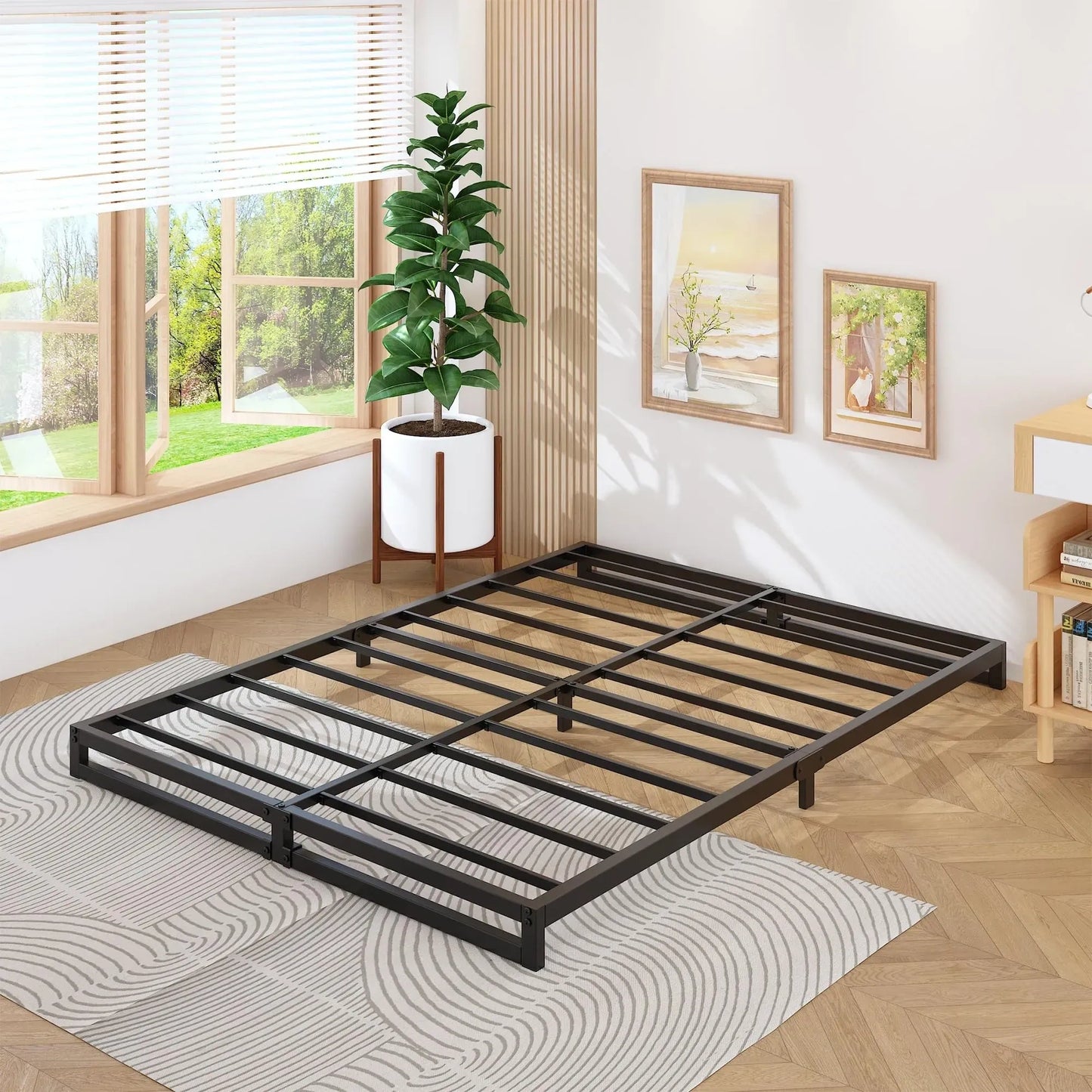 6 Inch Bed Frame Queen Size Heavy Duty Steel Slat (NEW)