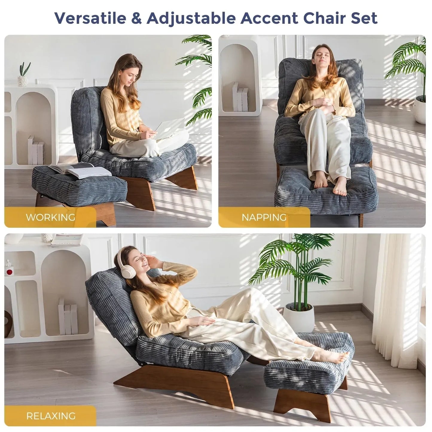 Accent Chair with Ottoman Adjustable Backrest (NEW)