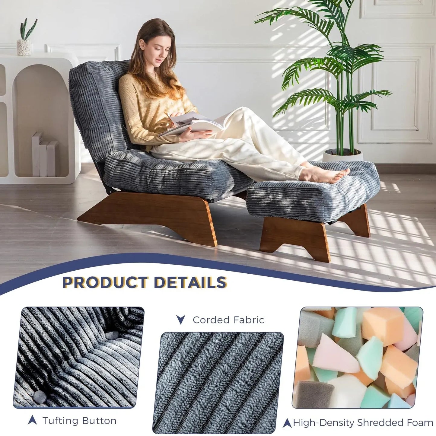 Accent Chair with Ottoman Adjustable Backrest (NEW)