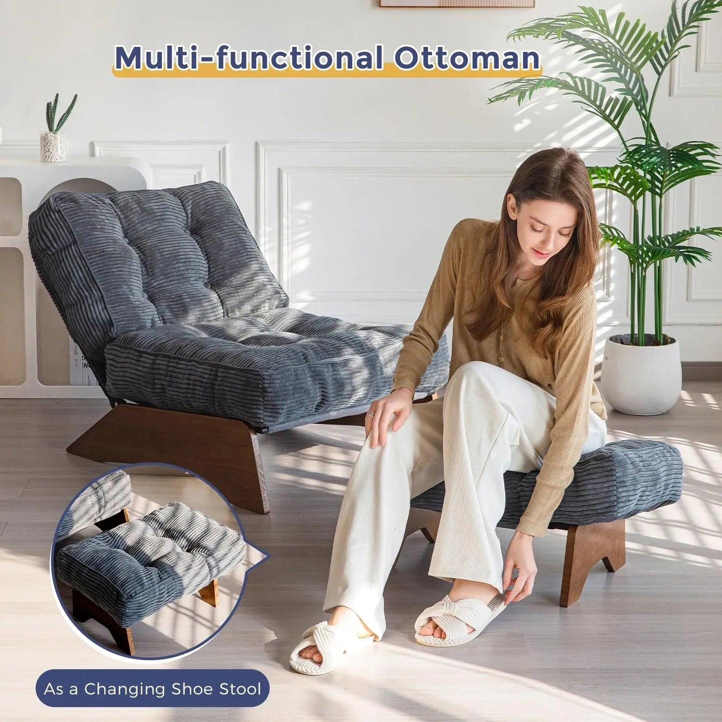 Accent Chair with Ottoman Adjustable Backrest (NEW)