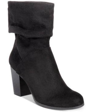 Material Girl Womens Mmidory Faux Suede Block Heel Booties Black 6 Medium (B M)