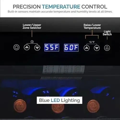 NewAir Freestanding 28 Bottle Dual Zone Wine Fridge, AW-281E