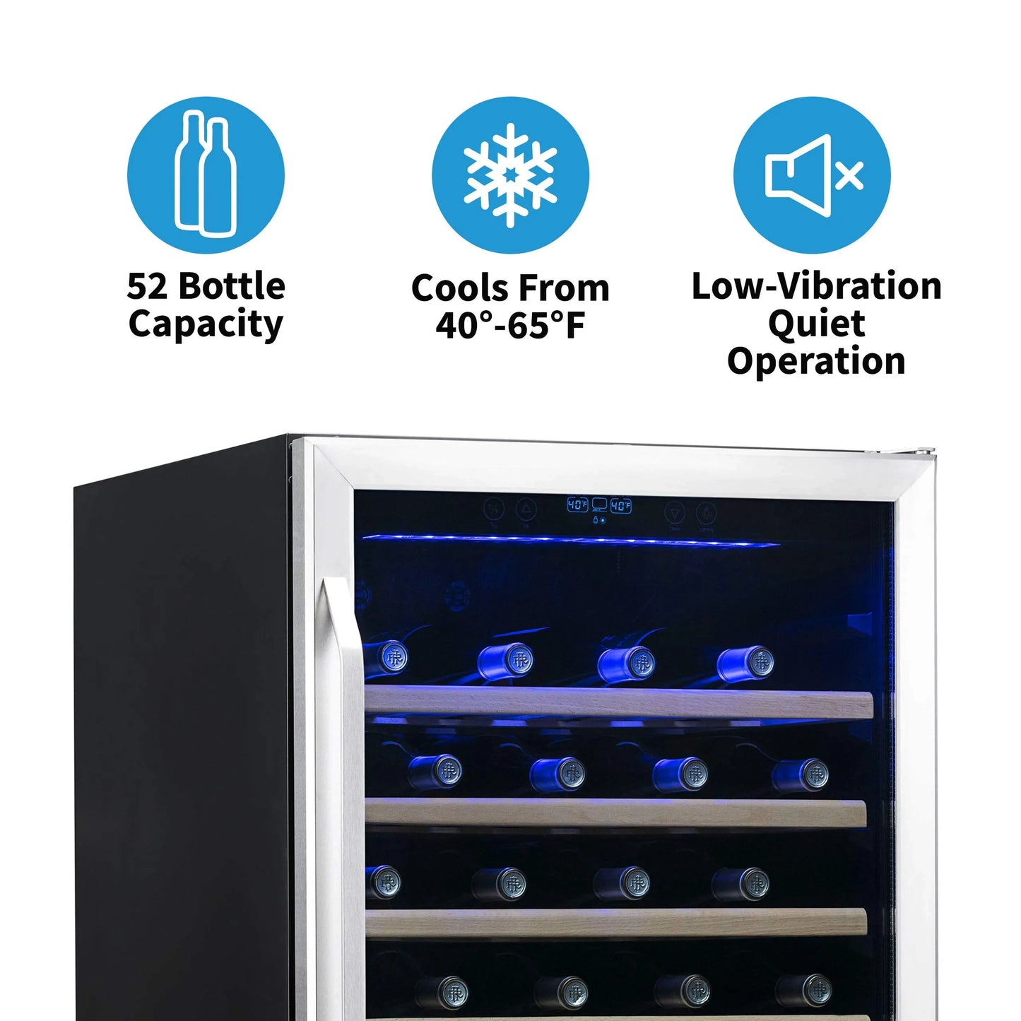 Newair 24 inch Built-In 52 Bottle Compressor Wine Fridge