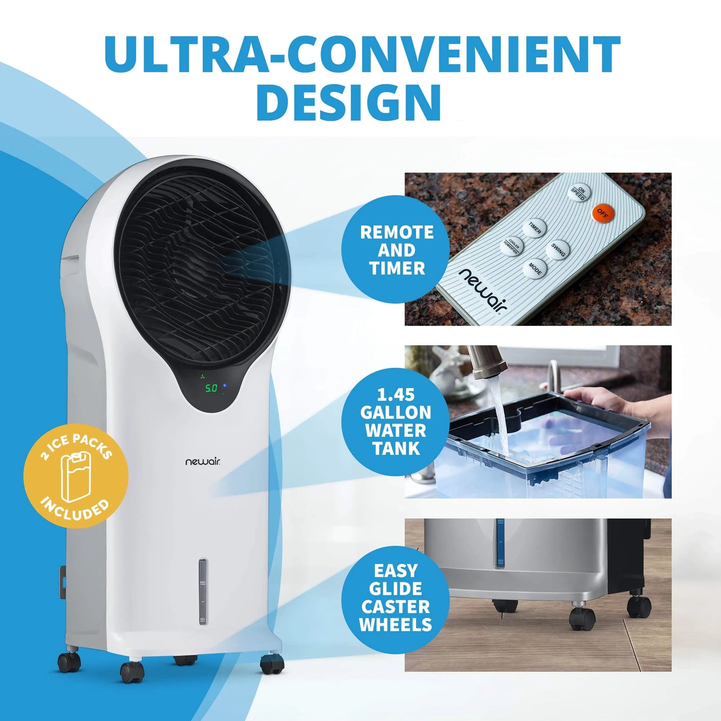 Newair Evaporative Portable Cooling Fan w/ CycloneCirculation