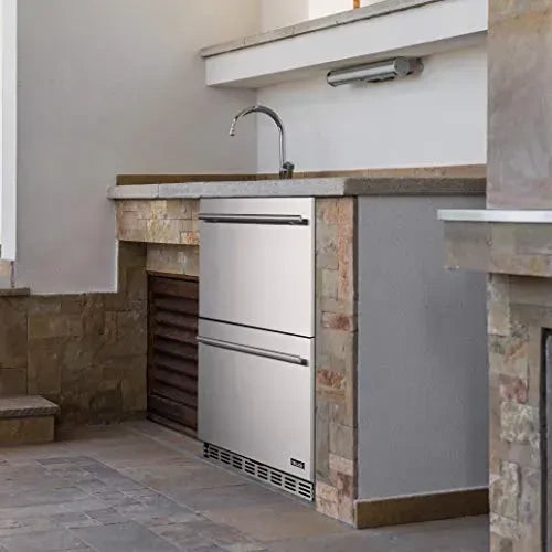 Newair 24” Outdoor Dual Drawer Fridge,20 Bottles and 80 Cans