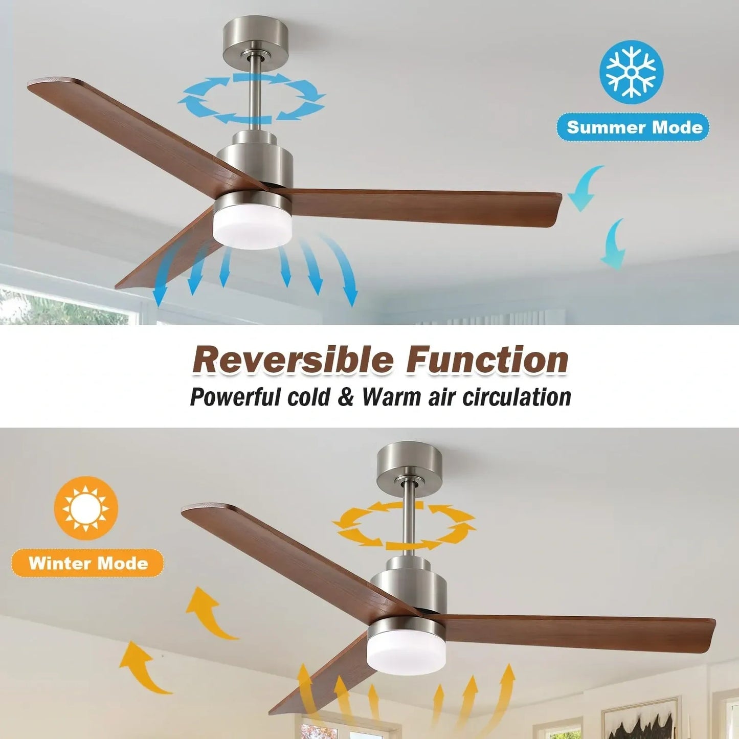 52-Inch Wood Ceiling Fans with Lights and Remote (NEW)
