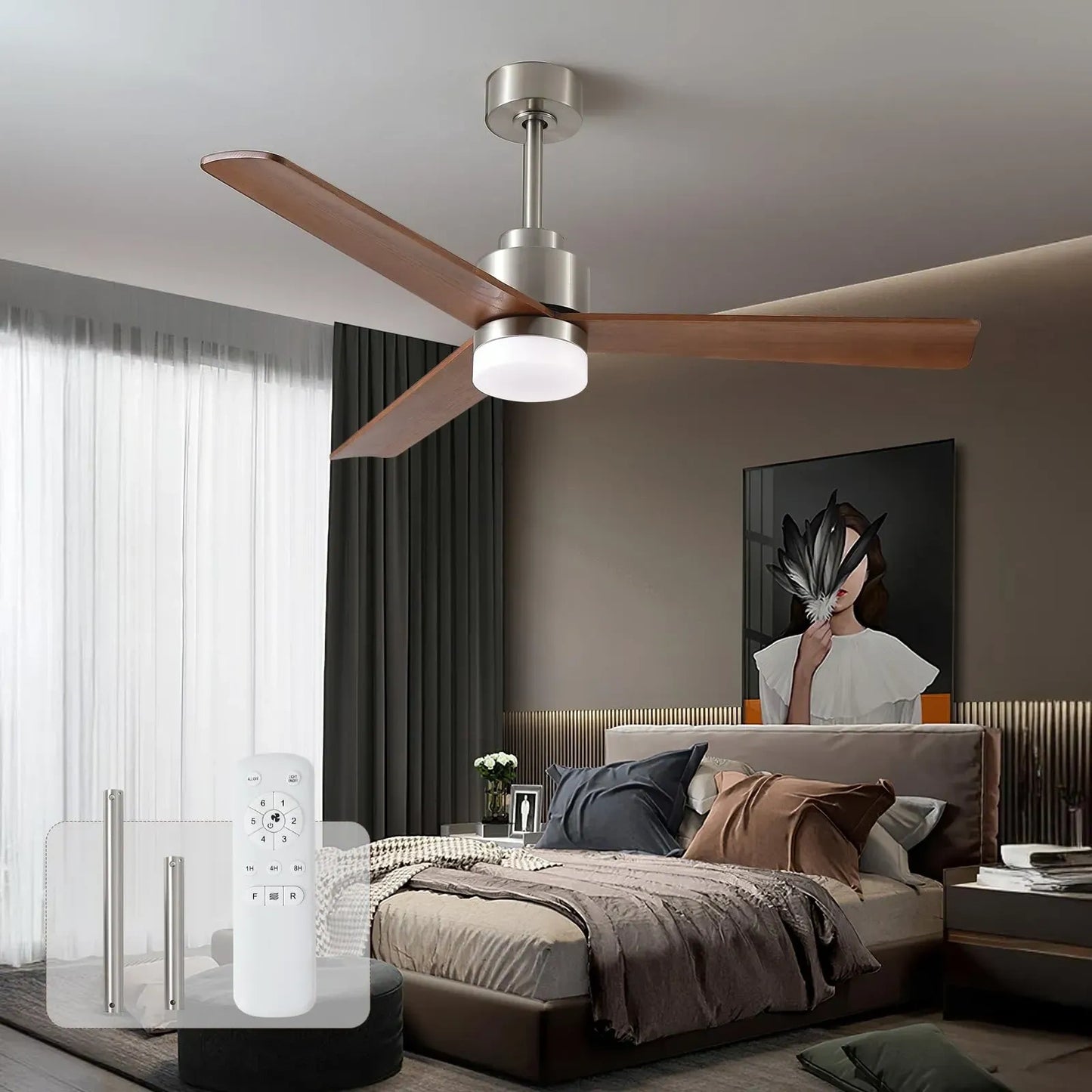 52-Inch Wood Ceiling Fans with Lights and Remote (NEW)