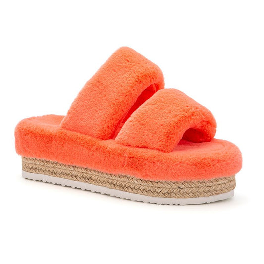 Olivia Miller Ortona Women's Faux-Fur Espadrille Sandals, Size: 8, Orange