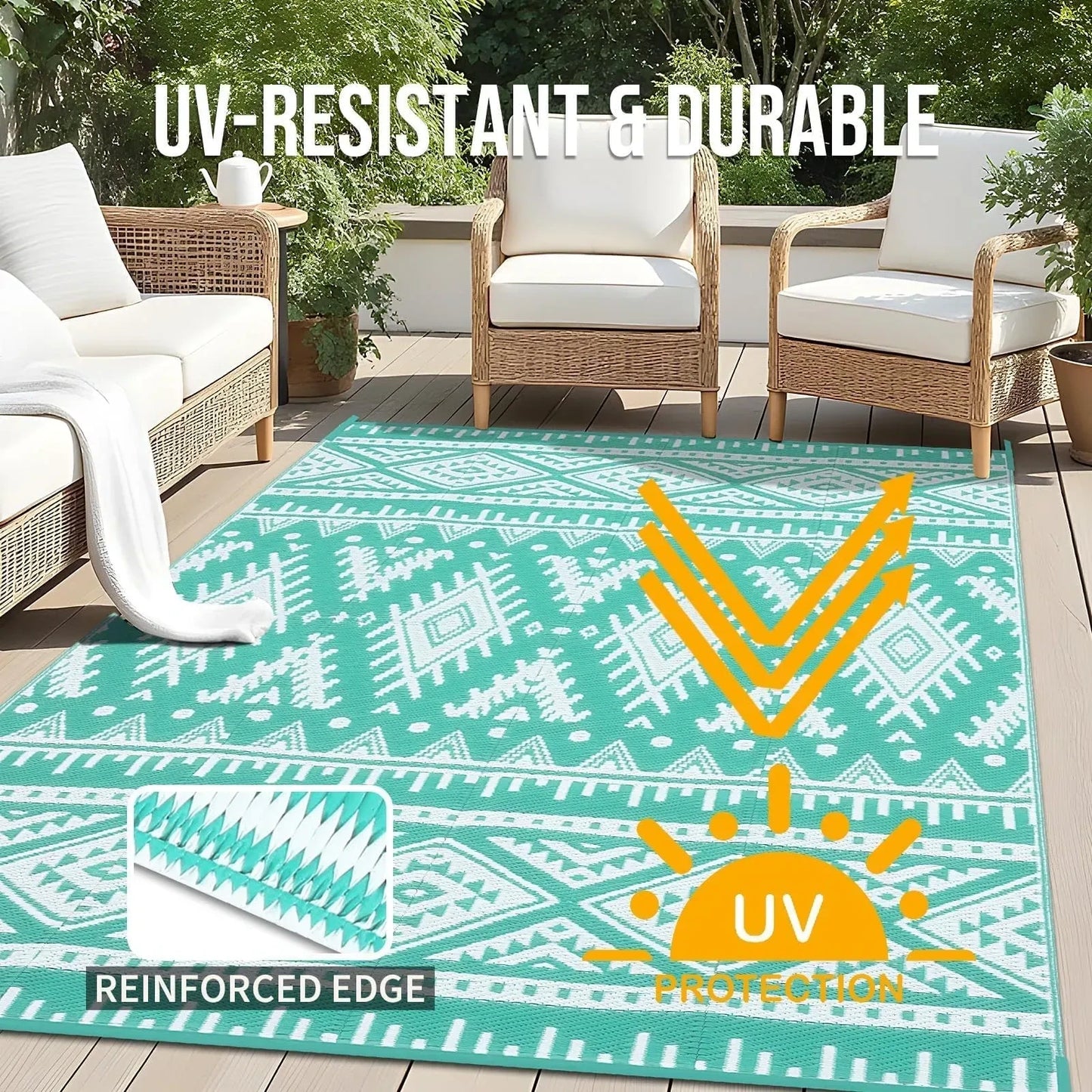 OLANLY Outdoor Rug Waterproof 10x14 ft (NEW)