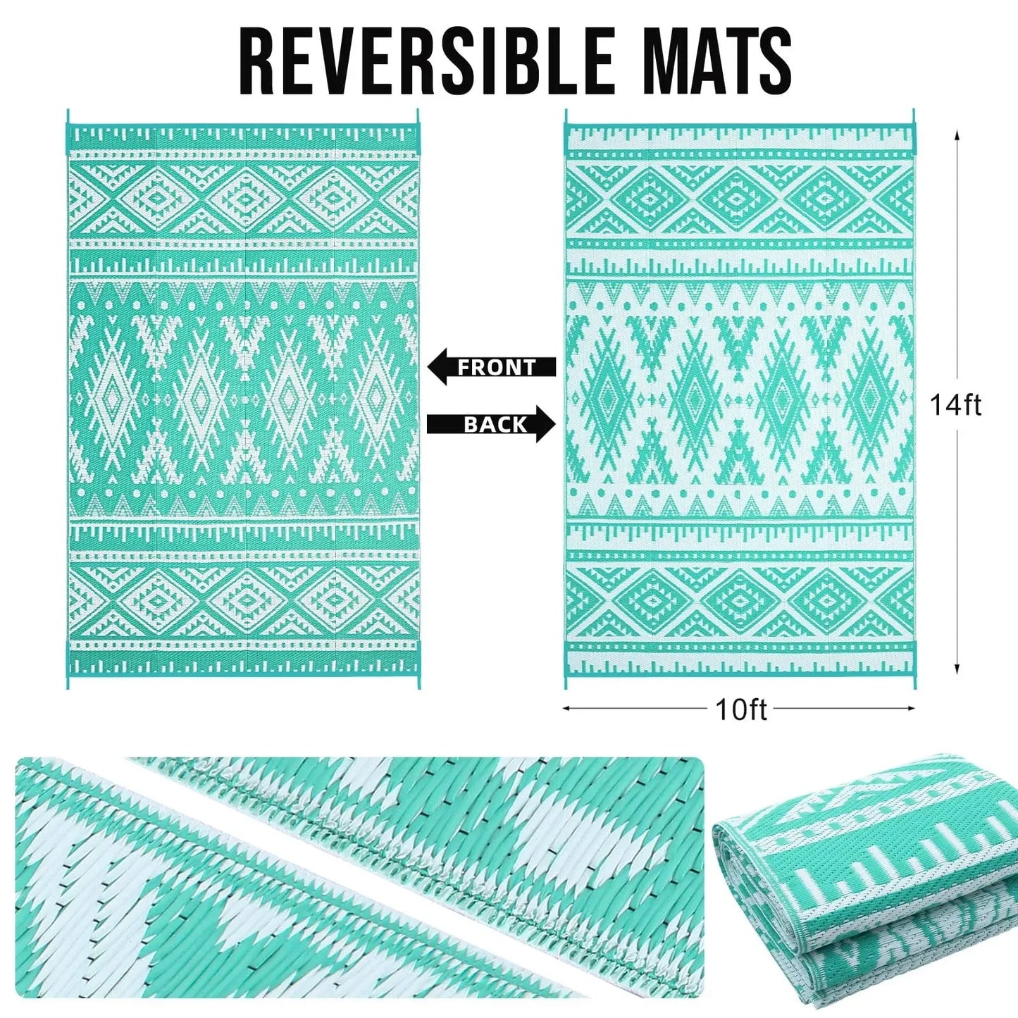 OLANLY Outdoor Rug Waterproof 10x14 ft (NEW)