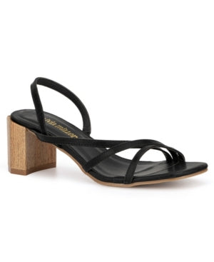 Olivia Miller Womens Maxwell Slip on Heel Strap Block Heels Black 8 Medium (B M)