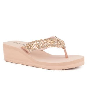Olivia Miller Womens Miramar Glitzy Wedge Sandals  MED PINK  Size 10.0