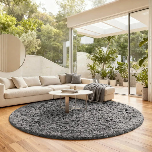 Ophanie 8Ft Grey Circle Area Rug (NEW)