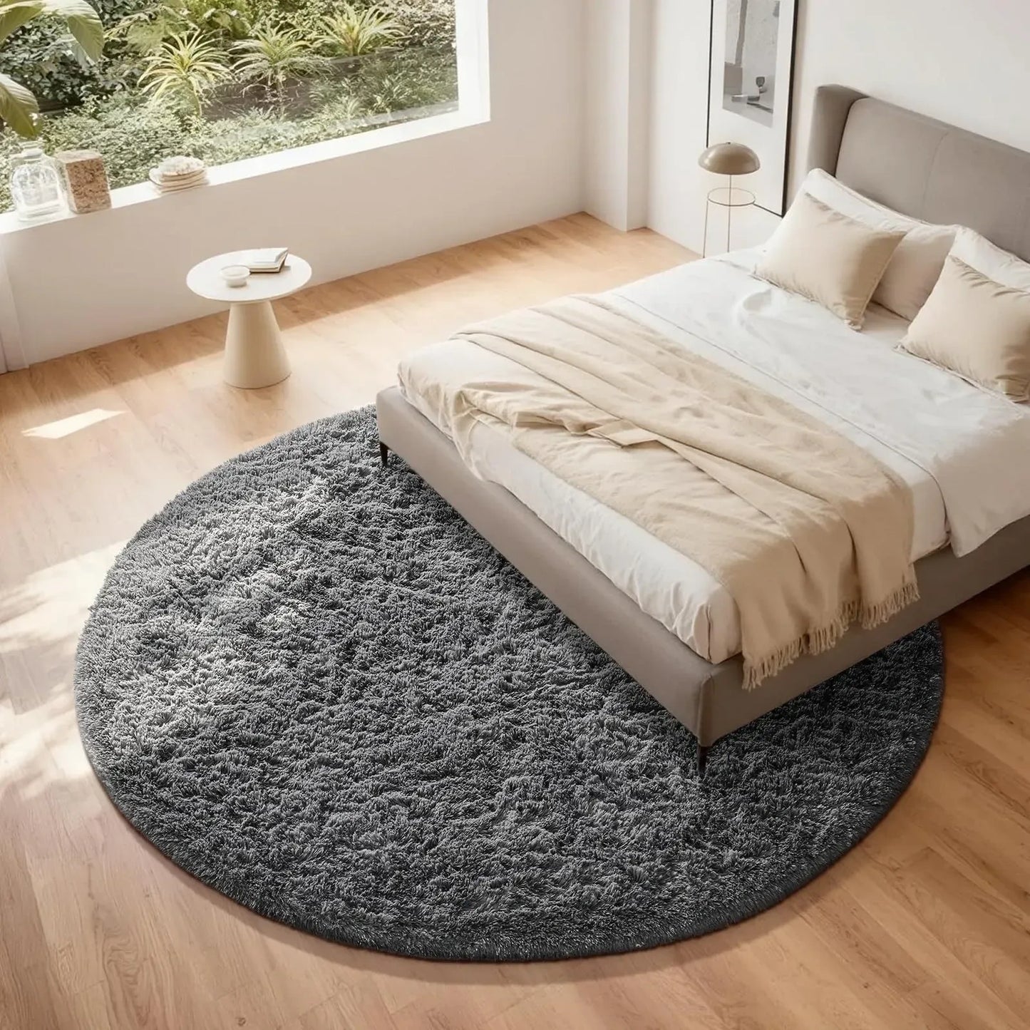 Ophanie 8Ft Grey Circle Area Rug (NEW)