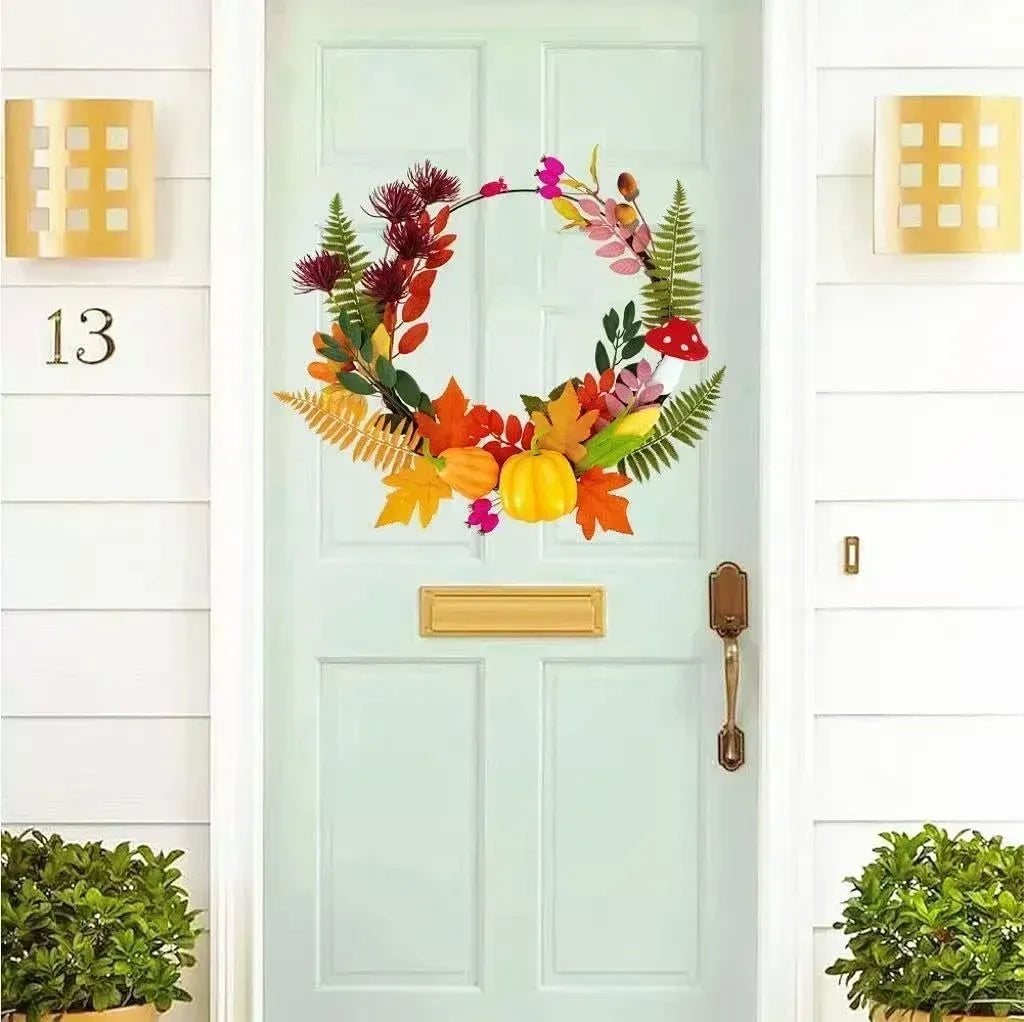 Pcalyr 20 Inch Fall Wreath for Front Door (NEW)