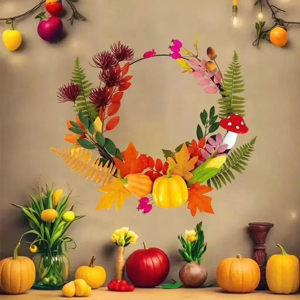 Pcalyr 20 Inch Fall Wreath for Front Door (NEW)