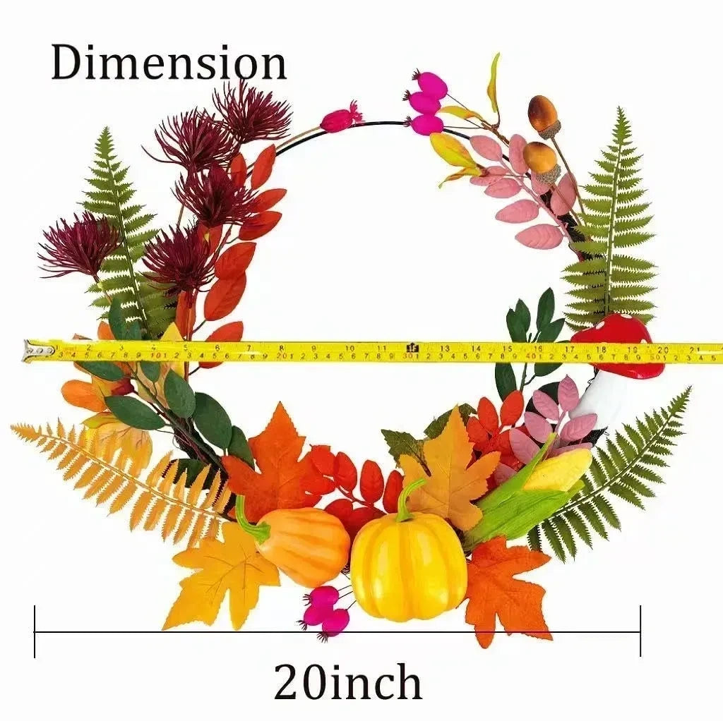 Pcalyr 20 Inch Fall Wreath for Front Door (NEW)