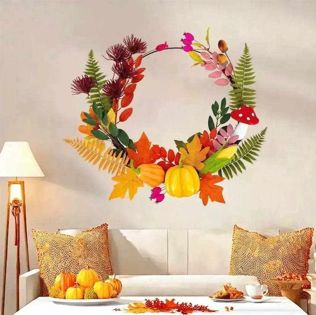 Pcalyr 20 Inch Fall Wreath for Front Door (NEW)