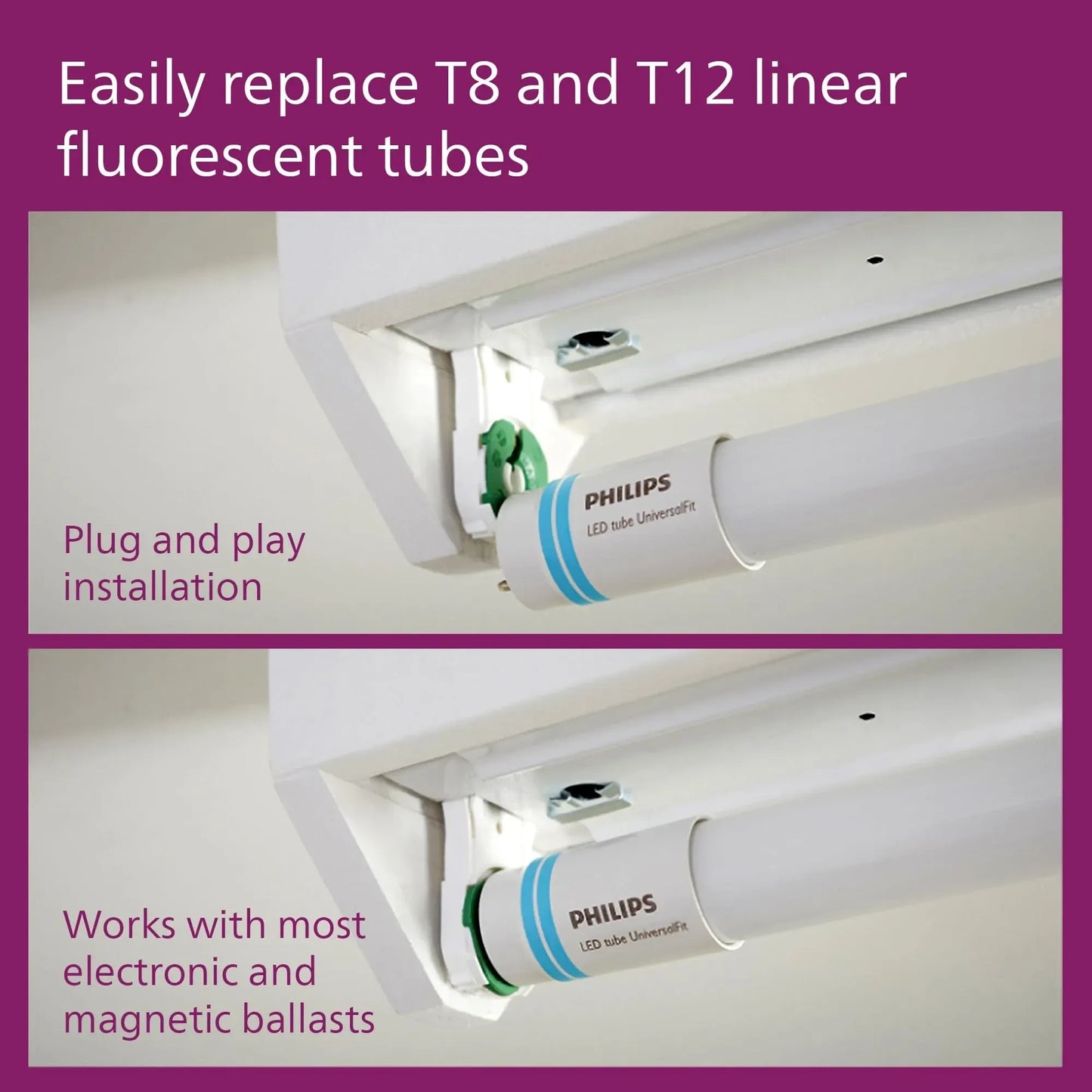 Philips Plug and Play 5-CCT Type A LED Tube Light Bulb (10-Pack) (NEW)