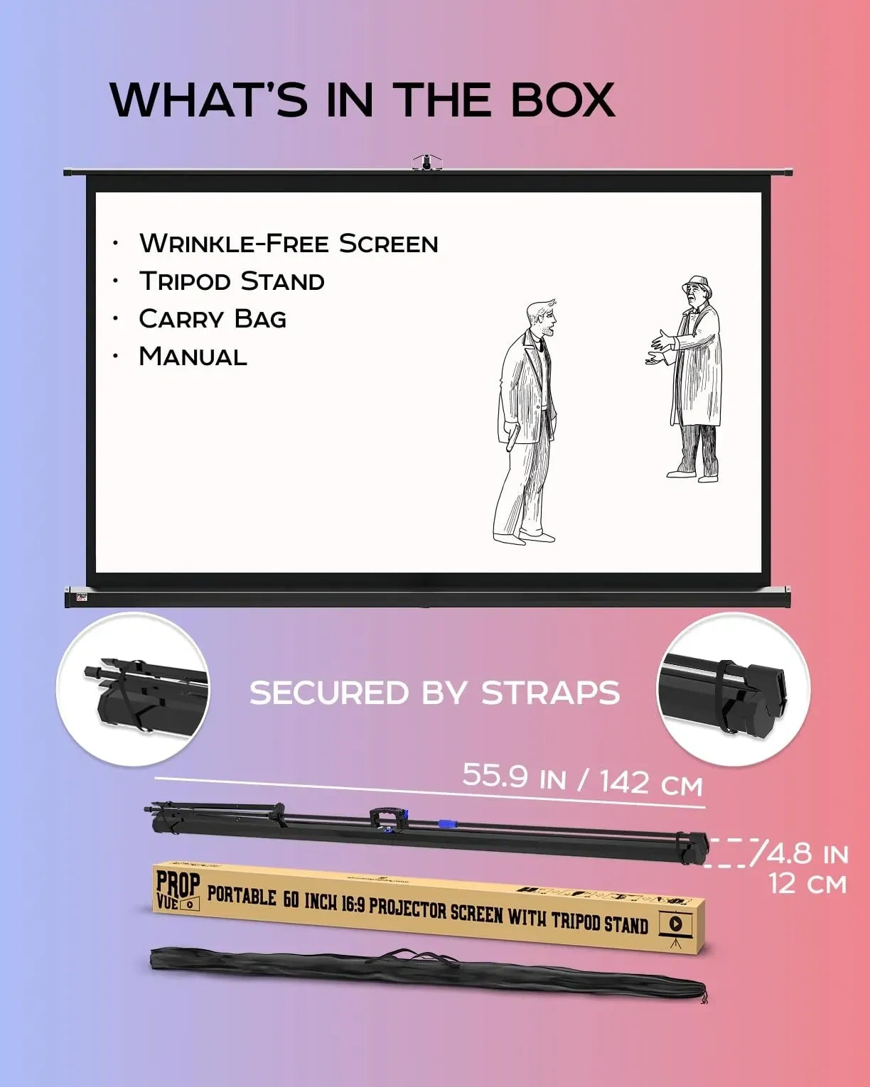 PropVue Projector Screen with Stand 60 inch (NEW)