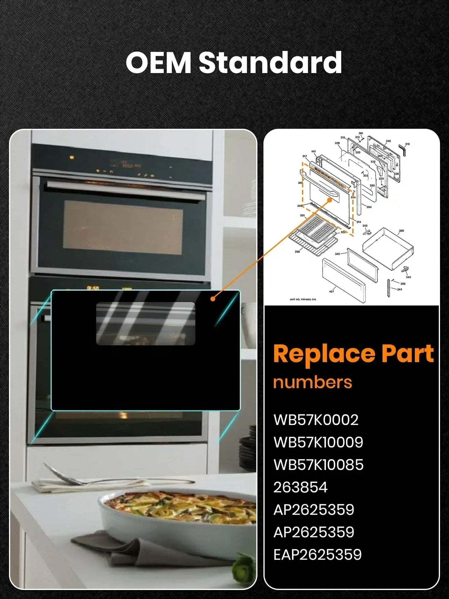 PROPART Upgrade Range Oven Outer Door Glass, WB56X22160 (NEW)