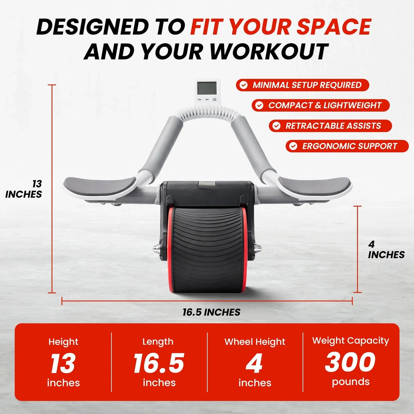 AB Roller Wheel with Elbow Support & Knee Pads (NEW)