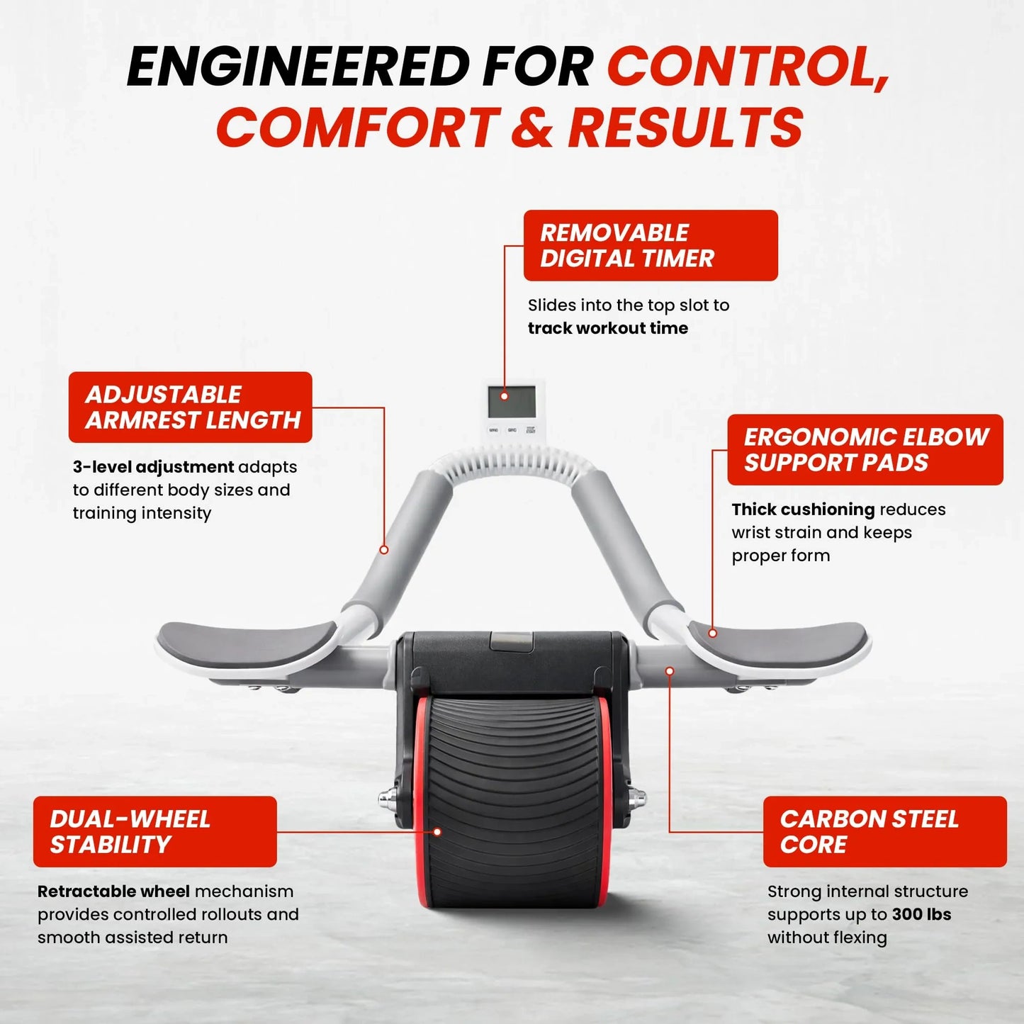 AB Roller Wheel with Elbow Support & Knee Pads (NEW)